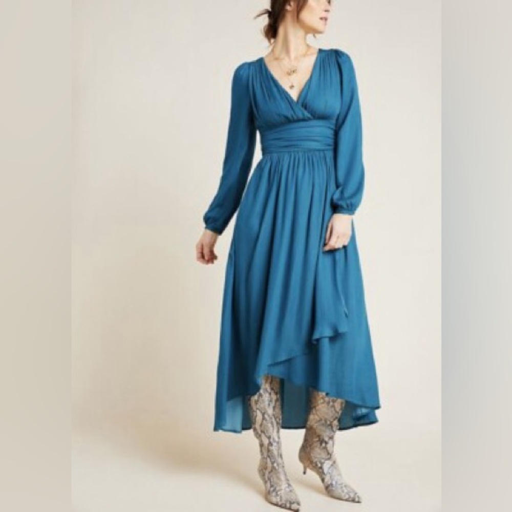 Anthropologie Teal Midi Dress